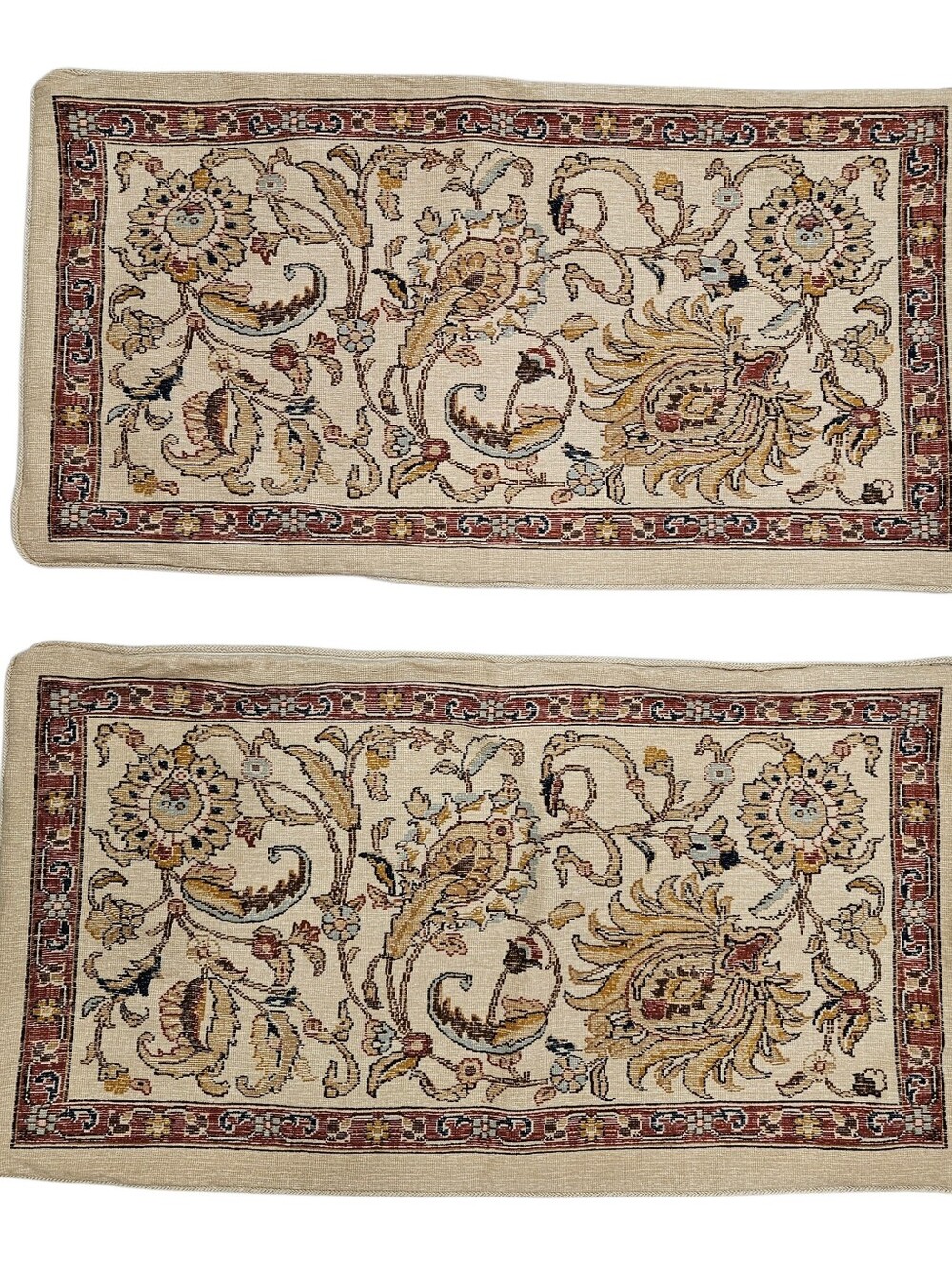 VTG Ralph Lauren Northern Cape Tapestry King Pillow Shams Tan Persian Rug Style